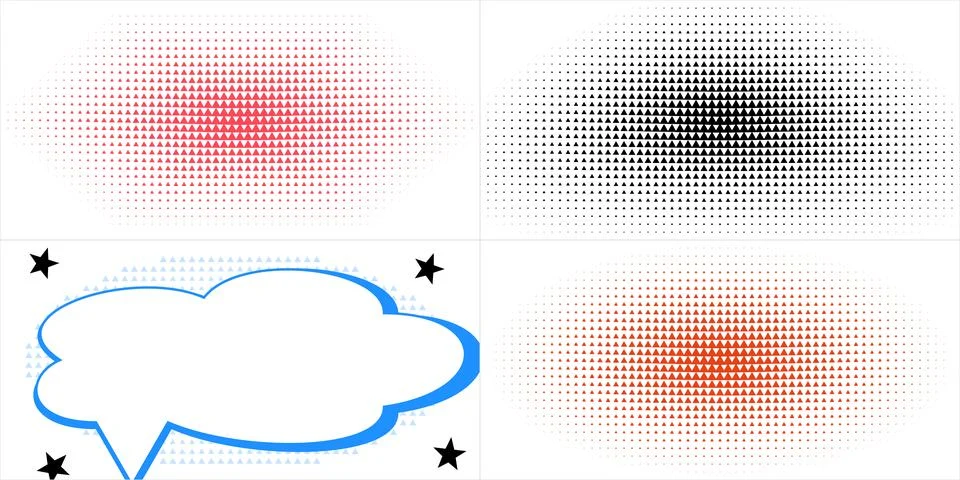 Set of halftone pattern design elements and a speech bubble on a white back.. イラスト素材