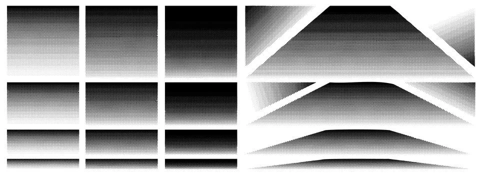 Set of halftone shadows with pixel texture Stock Illustration
