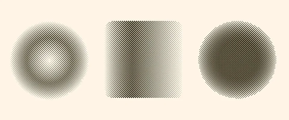 Set of halftone shapes with gradient effect Illustrazione stock