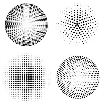 Set of halftone spheres. vector illustration Illustrazione stock