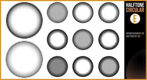 Set of halftones in a circular shape Stock Illustration