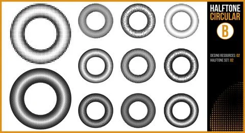 Set of halftones in a circular shape Stock Illustration
