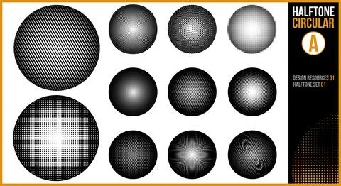 Set of halftones in a circular shape Stock Illustration