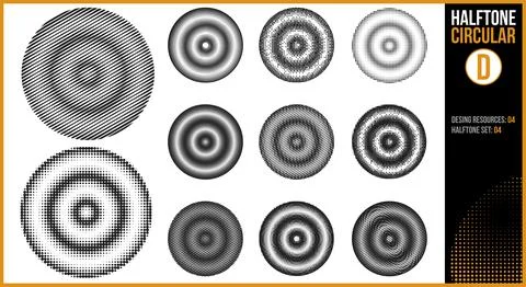 Set of halftones in a circular shape Stock Illustration