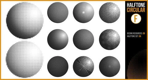 Set of halftones in a circular shape Stock Illustration