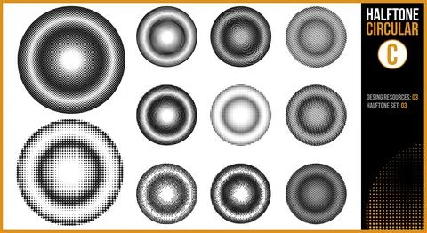 Set of halftones in a circular shape Stock Illustration