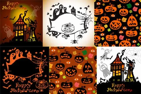 Set of halloween cards Stock Illustration