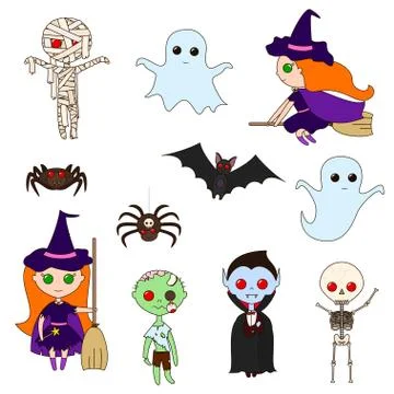 Set Halloween characters Stock Illustration