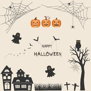 Set of Halloween clipart,Design elements perfert for party invitation,greet.. Stock Illustration