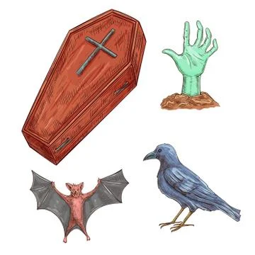 Set of Halloween decoration elements Stock Illustration