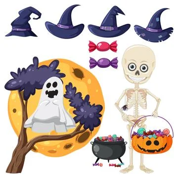 Set of halloween element for decoration Stock Illustration