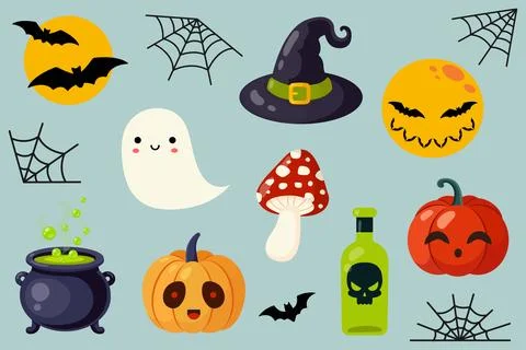 Set of Halloween elements. Halloween design. Vector illustration 스톡 일러스트