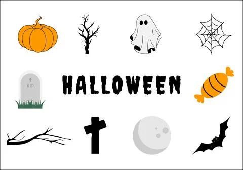 Set of halloween elements. halloween set Halloween icons. vector illustration Stock Illustration