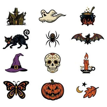 Set of Halloween elements isolated Stockillustratie