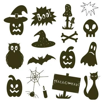 Set of Halloween elements isolated on white 스톡 일러스트
