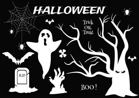 Set Halloween Elements Vector Illustration with Various Kinds of Things lik.. 库存插图