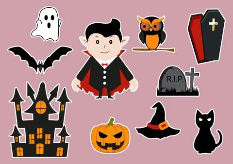 Set Halloween Elements Vector Illustration with Various Kinds of Things lik.. 스톡 일러스트