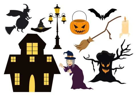 Set Halloween Elements Vector Illustration with Various Kinds of Things lik.. 스톡 일러스트