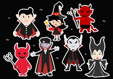 Set Halloween Elements Vector Illustration with Various Kinds of Things lik.. Stock Illustration