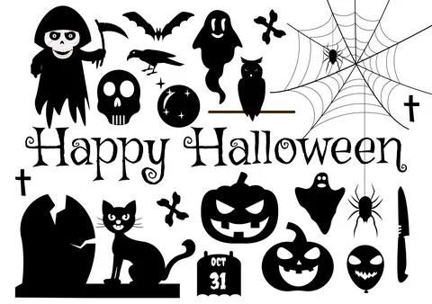 Set Halloween Elements Vector Illustration with Various Kinds of Things lik.. 스톡 일러스트