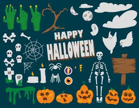 Set halloween flat Stock Illustration