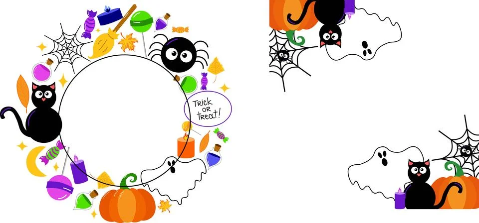Set of Halloween frames for design. Vector illustration. Stock Illustration