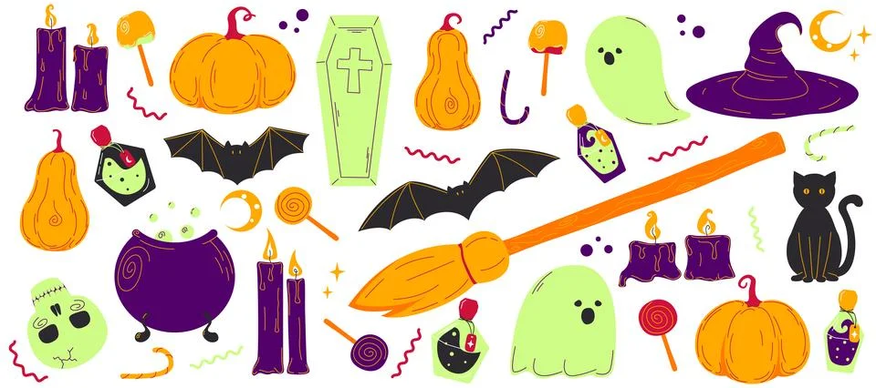 Set of Halloween graphic elements Stock Illustration