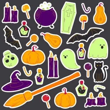 Set of Halloween graphic elements Stock Illustration