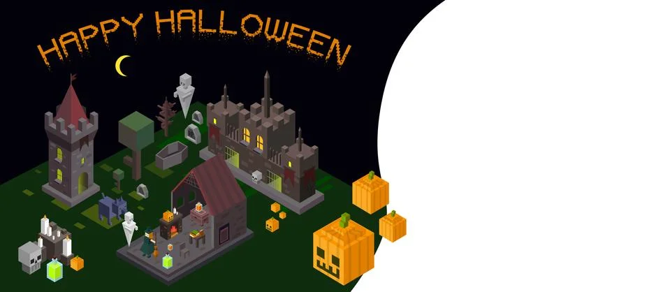 Set of Halloween isometric elements Illustration