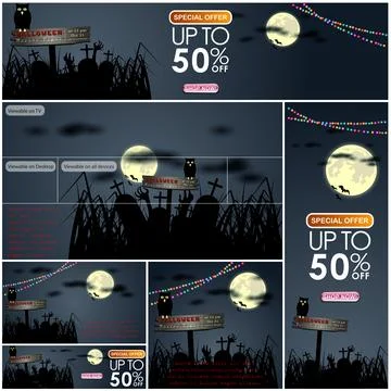 Set of Halloween Multi Template Vect 스톡 일러스트