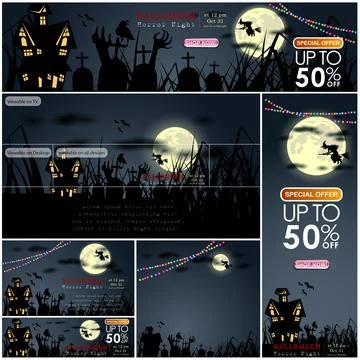 Set of Halloween Multi Template Vect 스톡 일러스트