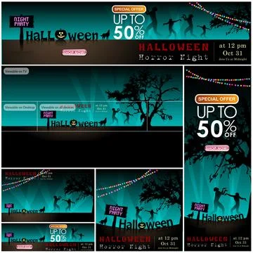 Set of Halloween Multi Template Vect 스톡 일러스트