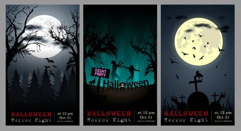 Set of Halloween Multi Template Vect 스톡 일러스트