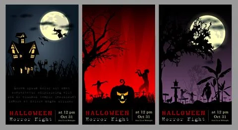 Set of Halloween Multi Template Vect 스톡 일러스트