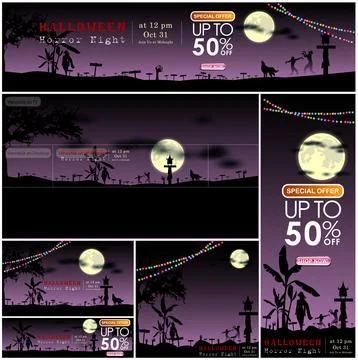 Set of Halloween Multi Template Vect 库存插图