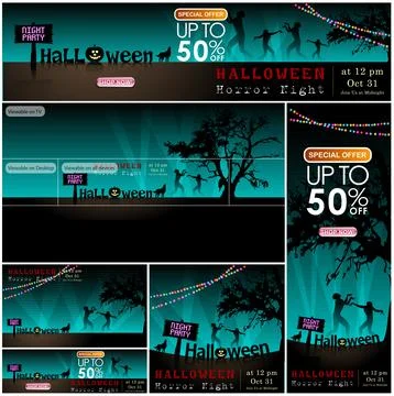 Set of Halloween Multi Template Vect 스톡 일러스트
