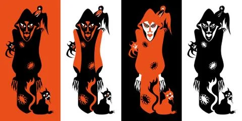 Set of Halloween night backgrounds Stock Illustration