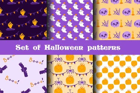 Set of halloween patterns Stock Illustration