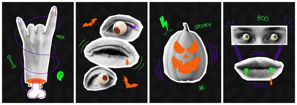 Set of Halloween posters Stock Illustration