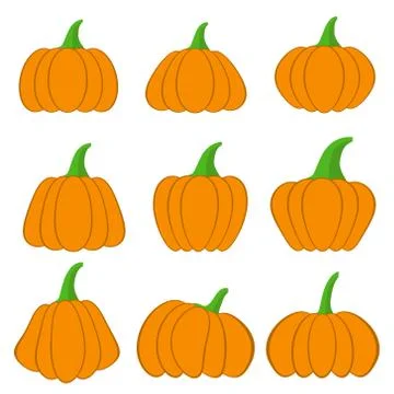 Set of halloween pumpkins, stock vector design for greeting card Stock Illustration