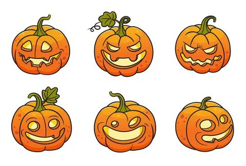 Set of halloween pumpkins.Vector colored illustration. Illustrazione stock