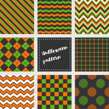 Set of halloween seamless pattern, flat design Illustrazione stock
