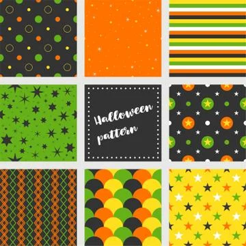 Set of halloween seamless pattern, flat design 库存插图