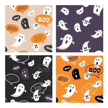 Set of Halloween seamless pattern set for poster, card, banner or background for Stock Illustration