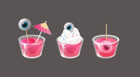 Set of halloween shots. Vector collection isolated on gray background. Stock Illustration