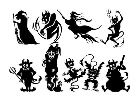 Set Of Halloween Silhouettes Stock Illustration