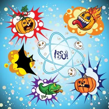 Set of Halloween Speech Bubble Stock Illustration