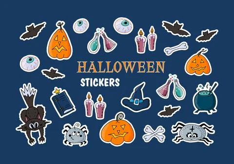 Set of Halloween stickers Stock Illustration