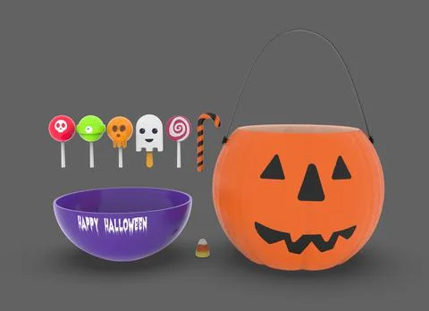 A set of Halloween sweets on the background 3d-rendering イラスト素材