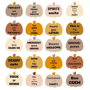 Set of Halloween theme quotes. Vector design elements. Stock Illustration